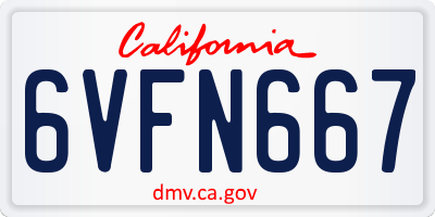 CA license plate 6VFN667