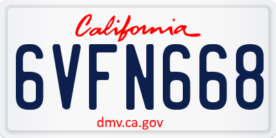 CA license plate 6VFN668