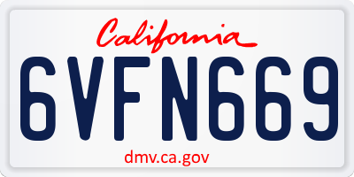 CA license plate 6VFN669