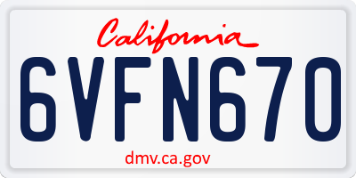 CA license plate 6VFN670