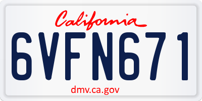 CA license plate 6VFN671