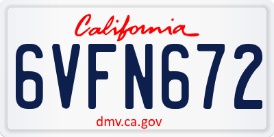 CA license plate 6VFN672