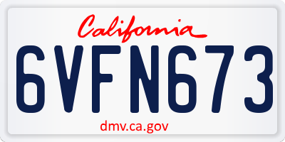 CA license plate 6VFN673
