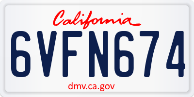 CA license plate 6VFN674