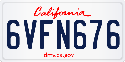 CA license plate 6VFN676
