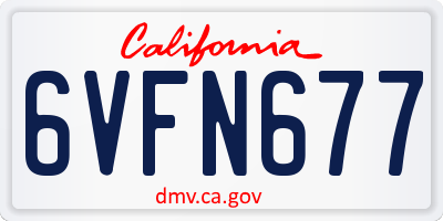 CA license plate 6VFN677