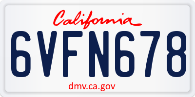 CA license plate 6VFN678
