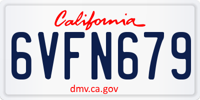 CA license plate 6VFN679