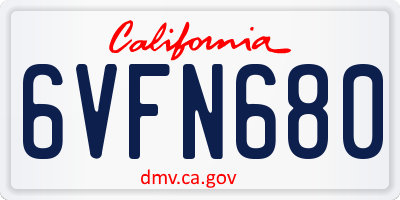CA license plate 6VFN680