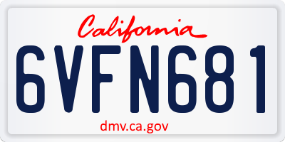 CA license plate 6VFN681