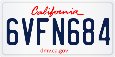 CA license plate 6VFN684