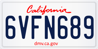 CA license plate 6VFN689