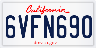 CA license plate 6VFN690