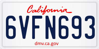 CA license plate 6VFN693