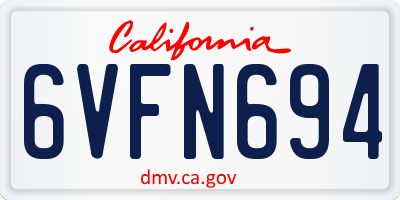 CA license plate 6VFN694