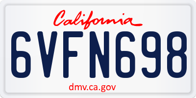 CA license plate 6VFN698