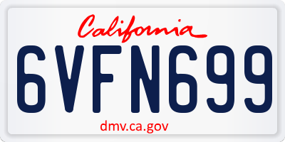 CA license plate 6VFN699