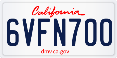CA license plate 6VFN700