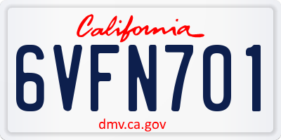 CA license plate 6VFN701