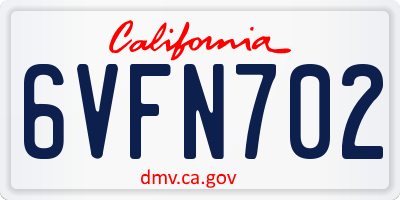 CA license plate 6VFN702