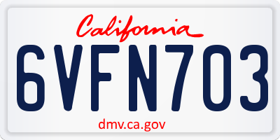 CA license plate 6VFN703