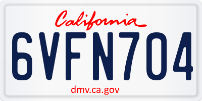 CA license plate 6VFN704