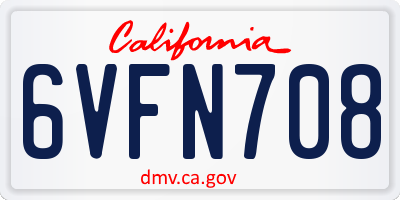 CA license plate 6VFN708