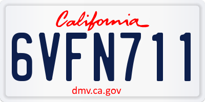 CA license plate 6VFN711