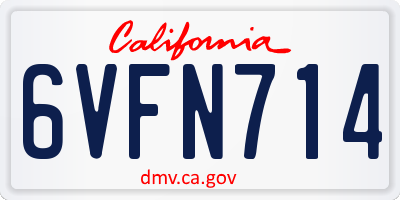 CA license plate 6VFN714