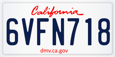 CA license plate 6VFN718