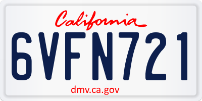 CA license plate 6VFN721