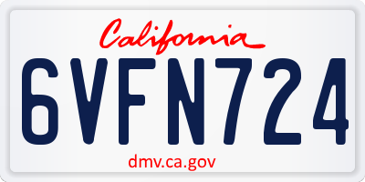 CA license plate 6VFN724