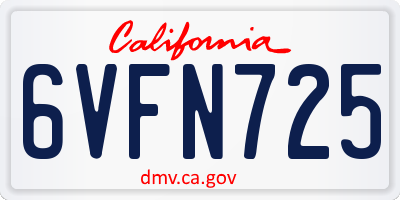CA license plate 6VFN725