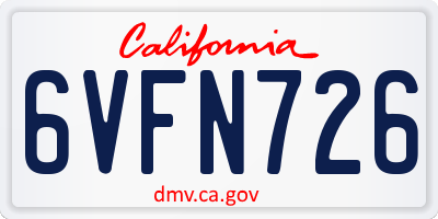 CA license plate 6VFN726