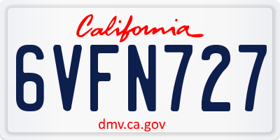 CA license plate 6VFN727
