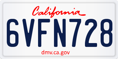 CA license plate 6VFN728