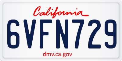 CA license plate 6VFN729