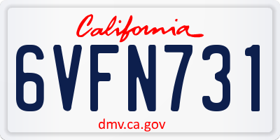 CA license plate 6VFN731
