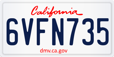 CA license plate 6VFN735