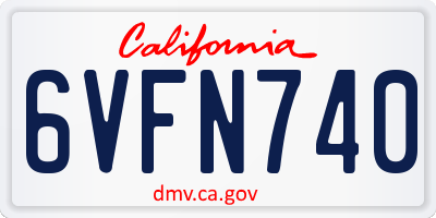 CA license plate 6VFN740