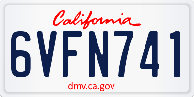 CA license plate 6VFN741