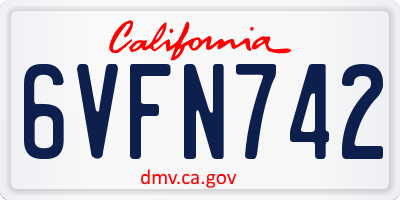CA license plate 6VFN742