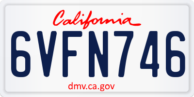 CA license plate 6VFN746