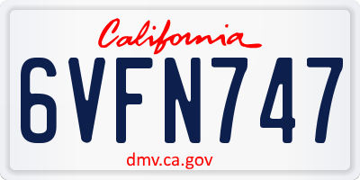 CA license plate 6VFN747