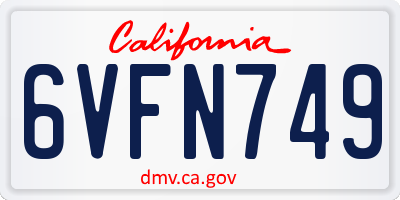 CA license plate 6VFN749