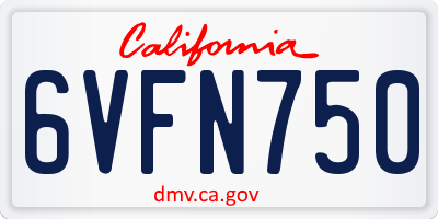 CA license plate 6VFN750