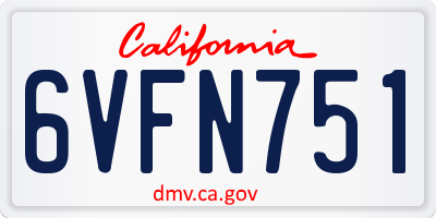 CA license plate 6VFN751