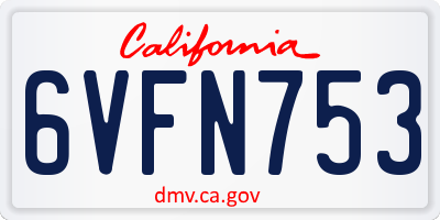 CA license plate 6VFN753
