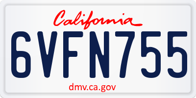 CA license plate 6VFN755