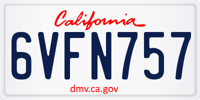 CA license plate 6VFN757